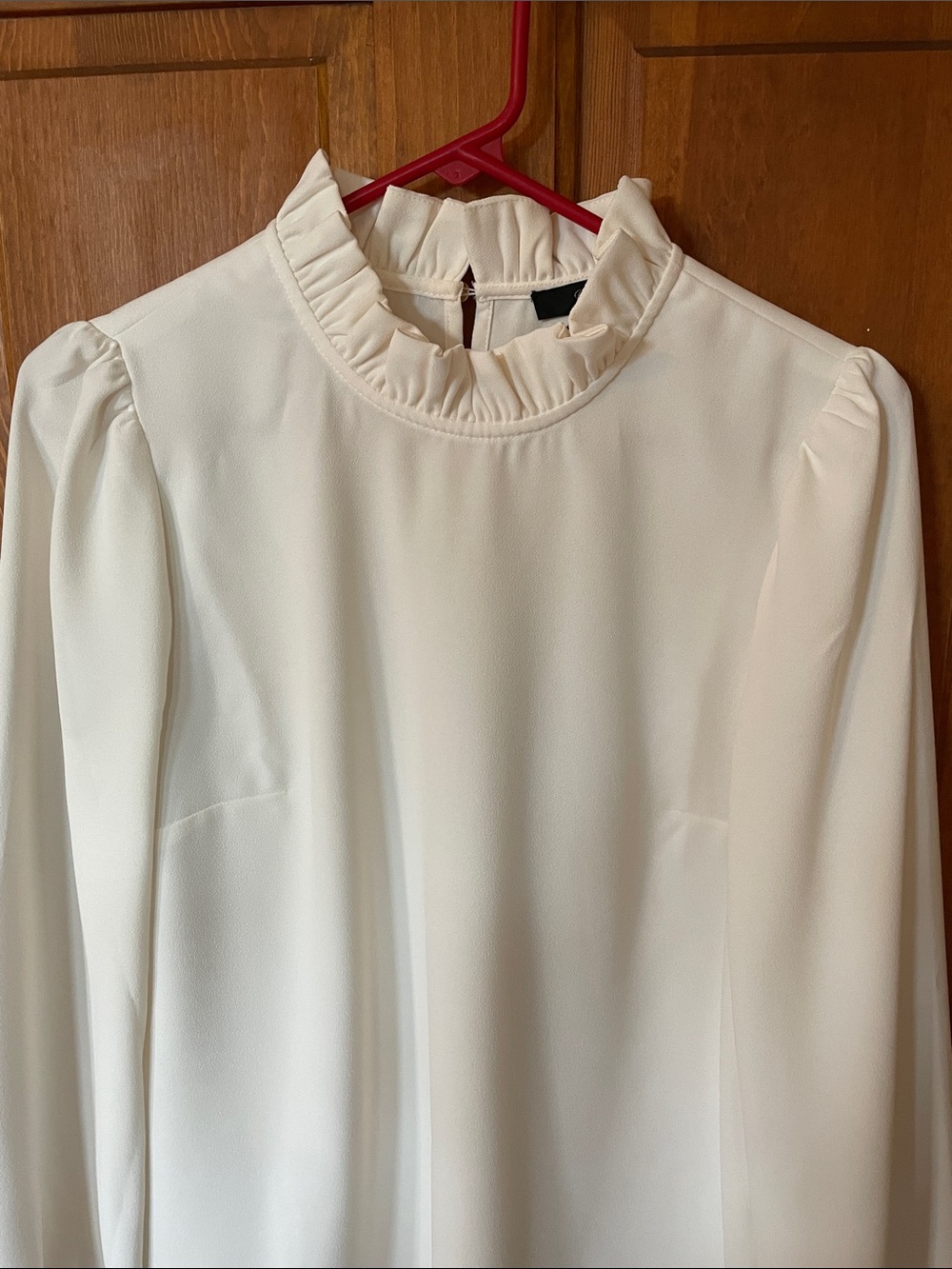 Jcrew cream ruffle neck top